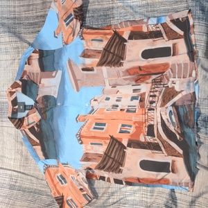 H&M button-down, Venice art, size L